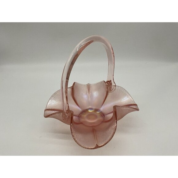 Fenton USA Velva Rose Iridescent Stretch Glass 75th Anniv. Cloverleaf Basket - Picture 9 of 15